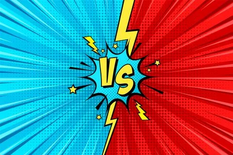 Cartoon comic background. Fight versus. Comics book colorful competition poster Stock Illustration