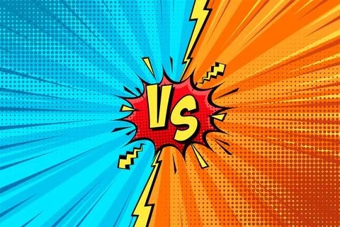 Cartoon comic background. Fight versus. Comics book colorful competition poster Stock-Illustration