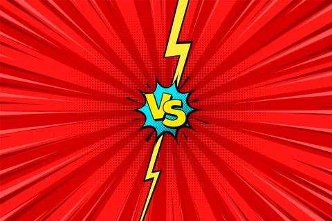 Cartoon comic background. Fight versus. Comics book colorful competition poster Illustrazione stock