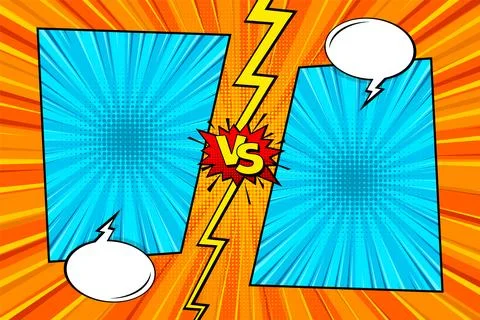 Cartoon comic background. Fight versus. Comics book colorful competition poster Stock-Illustration
