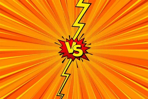 Cartoon comic background. Fight versus. Comics book colorful competition poster Stock-Illustration