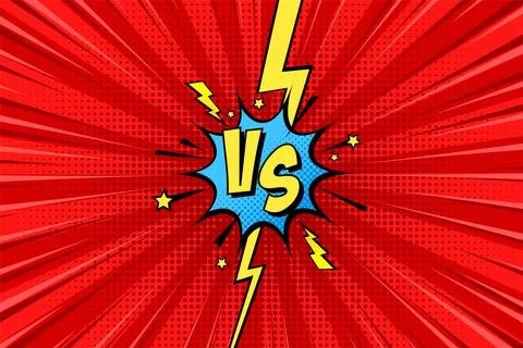 Cartoon comic background. Fight versus. Comics book colorful competition poster イラスト素材