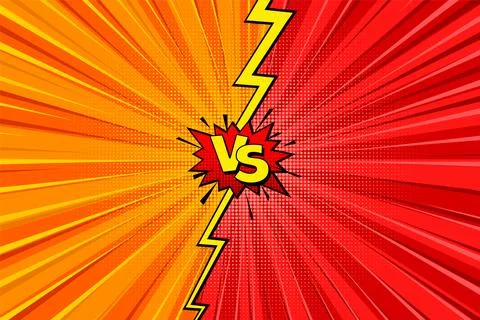 Cartoon comic background. Fight versus. Comics book colorful competition poster Stock Illustration