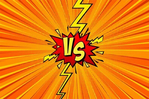 Cartoon comic background. Fight versus. Comics book colorful competition poster Stock Illustration