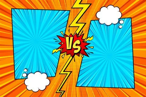 Cartoon comic background. Fight versus. Comics book colorful competition poster Stock Illustration