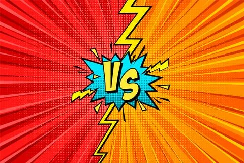 Cartoon comic background. Fight versus. Comics book colorful competition poster Illustrazione stock