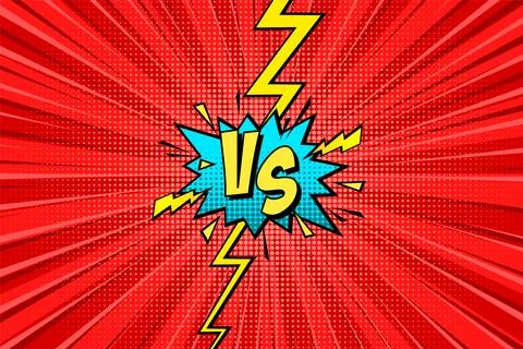 Cartoon comic background. Fight versus. Comics book colorful competition poster Stock-Illustration