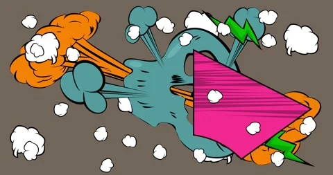 Cartoon comic background on gray animation Stock Footage 336589869