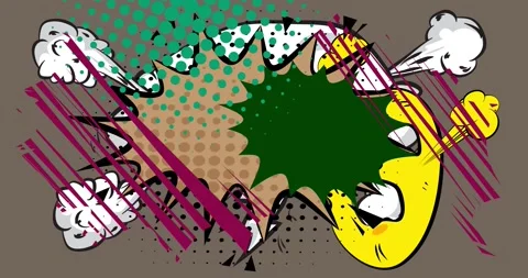 Cartoon comic background on gray Video Stock Footage 336589868