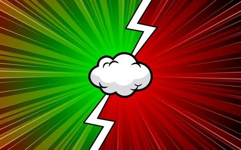 Cartoon comic background with lightning flashes. Versus battle. Colorful co.. Stock Illustration
