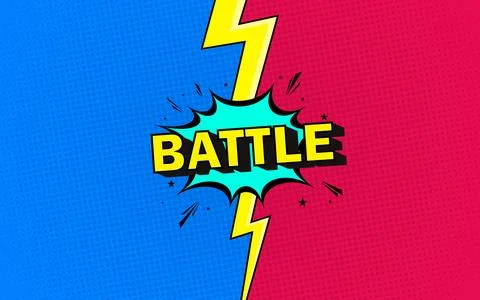 Cartoon comic background with lightning flashes. Versus battle. Colorful co.. Stock Illustration