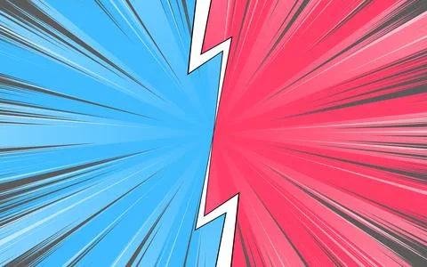Cartoon comic background with lightning flashes. Versus battle. Colorful co.. Stock Illustration