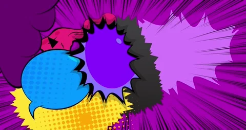 Cartoon comic background on purple Stock Footage 340177503