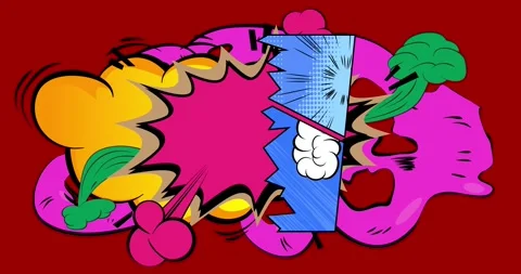 Cartoon comic background on red 库存影片 337978440