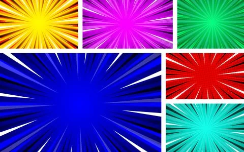 Cartoon comic background set. Colorful comic poster with halftone elements... イラスト素材