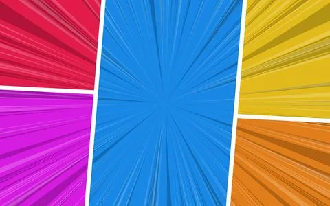 Cartoon comic background set. Colorful comic poster with halftone elements... Stock Illustration