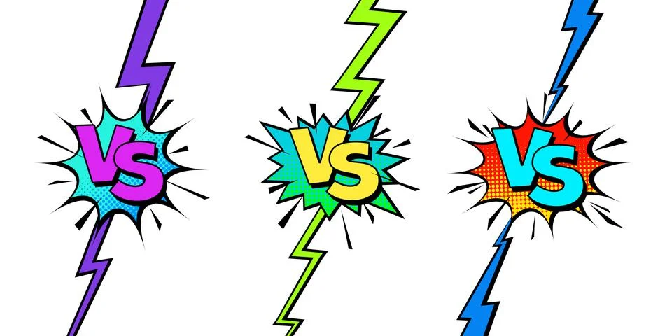 Cartoon comic background. Vs, fight versus. Comics book colorful competition 库存插图