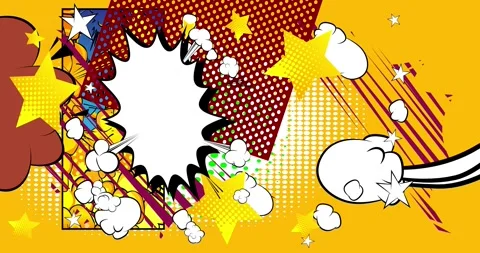 Cartoon comic background on yellow video Stock Footage 336225912