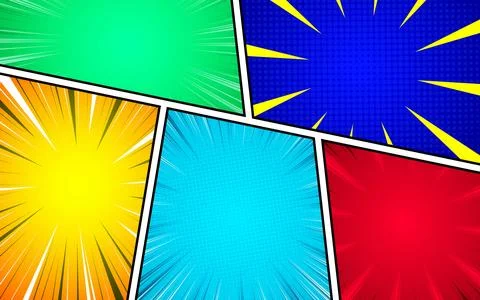 Cartoon comic backgrounds set. comic book with halftone elements. Retro Pop.. Stock Illustration