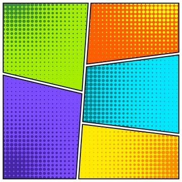 Cartoon comic backgrounds set. Comics book colorful poster with halftone Stock Illustration
