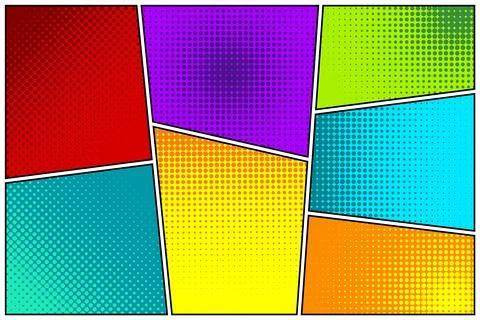 Cartoon comic backgrounds set. Comics book colorful poster with halftone イラスト素材