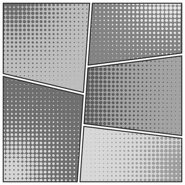 Cartoon comic backgrounds set. Comics book black and white poster with halftone Stock Illustration