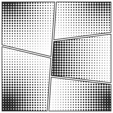 Cartoon comic backgrounds set. Comics book black and white poster with halftone イラスト素材