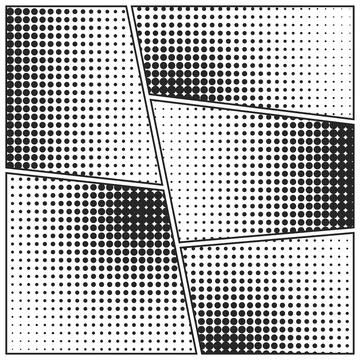 Cartoon comic backgrounds set. Comics book black and white poster with halftone Stock Illustration