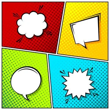 Cartoon comic backgrounds set. Speech bubble. Comics book colorful poster with 스톡 일러스트