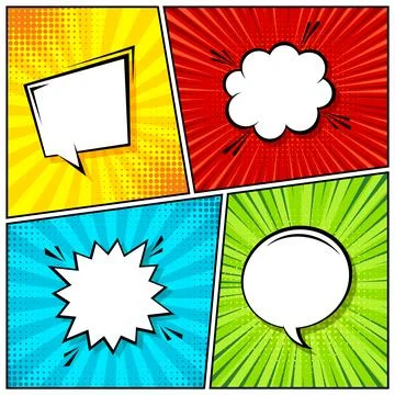 Cartoon comic backgrounds set. Speech bubble. Comics book colorful poster with 스톡 일러스트