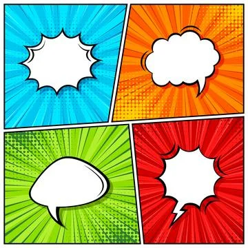 Cartoon comic backgrounds set. Speech bubble. Comics book colorful poster with イラスト素材