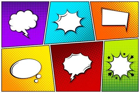 Cartoon comic backgrounds set. Speech bubble. Comics book colorful poster with 스톡 일러스트