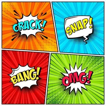 Cartoon comic backgrounds set. Speech bubble. Comics book colorful poster with 스톡 일러스트