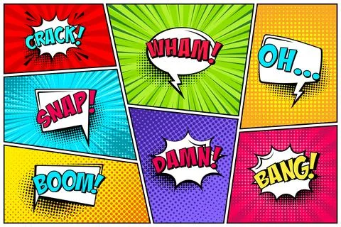 Cartoon comic backgrounds set. Speech bubble. Comics book colorful poster with イラスト素材