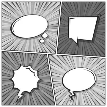 Cartoon comic backgrounds set. Speech bubble. Comics book black and white poster 스톡 일러스트