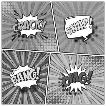 Cartoon comic backgrounds set. Speech bubble. Comics book black and white poster 스톡 일러스트