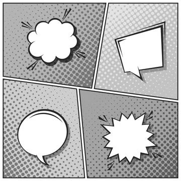 Cartoon comic backgrounds set. Speech bubble. Comics book black and white poster 스톡 일러스트