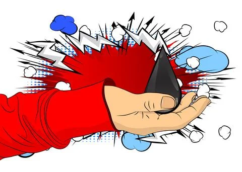 Cartoon, comic book human hands holding Oil Drop. Retro vector comics pop a.. 스톡 일러스트