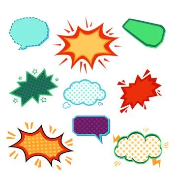 Cartoon comic book speech bubble set with blank copy space for text Illustrazione stock