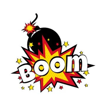 Cartoon comic boom bubbles labels with text and elements with halftone shadows Illustrazione stock