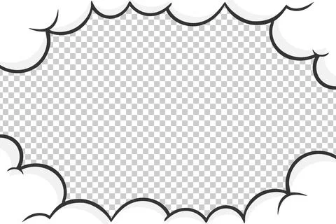 Cartoon comic clouds frame on transparent background. Vector illustration Stock Illustration