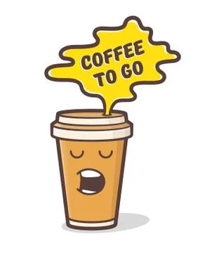 Cartoon comic coffee cup. Vector illustration Stock Illustration