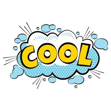 Cartoon comic cool bubbles labels with text and elements with halftone shadows Illustrazione stock