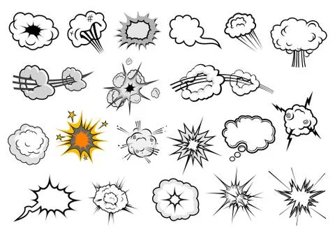 Cartoon comic explosion and speech bubble elements Stock Illustration