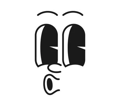 Cartoon comic groovy whistle face with funny eyes Stock Illustration