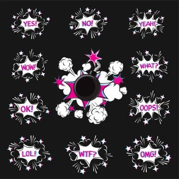 Cartoon comic messages set Illustrazione stock