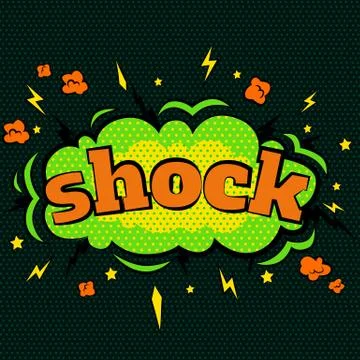 Cartoon comic shock bubbles labels with text and elements with halftone shadows Stockillustratie