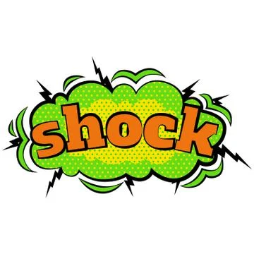 Cartoon comic shock bubbles labels with text and elements with halftone shadows Stock Illustration