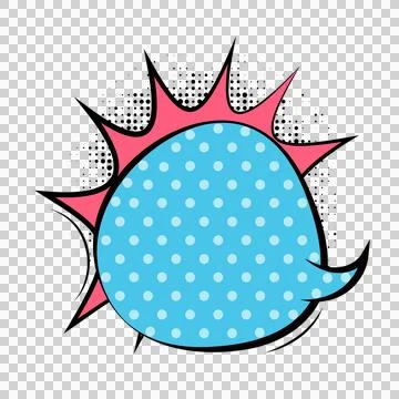 Cartoon comic speech bubble with pink spikes and blue polka dots on white b.. Stock Illustration
