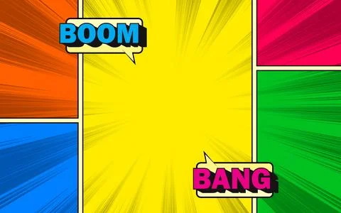 Cartoon comic speech bubble pop art explosion. Trendy colorful retro vintag.. Illustration
